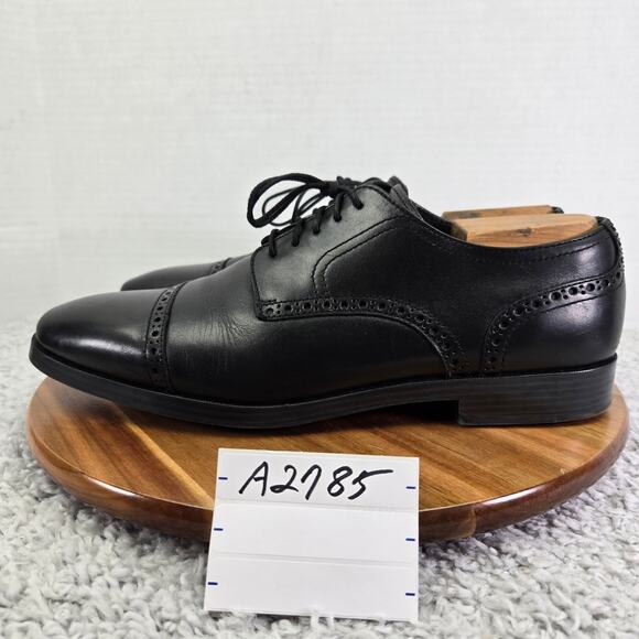 Cole Haan Jefferson Grand Os Black Cap Toe Brogue Oxford Dress Shoe Mens 10.5 M - Picture 1 of 13